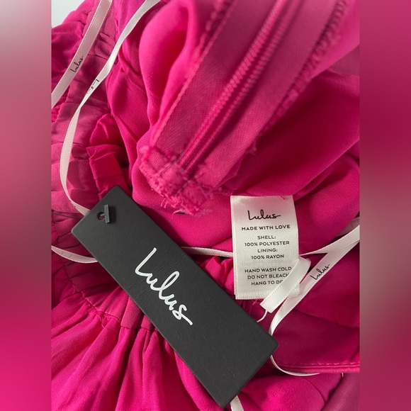 Lulu's NWT Trendsetting Direction Magenta Satin Tie Front Wide Leg Jumpsuit - Picture 7 of 11